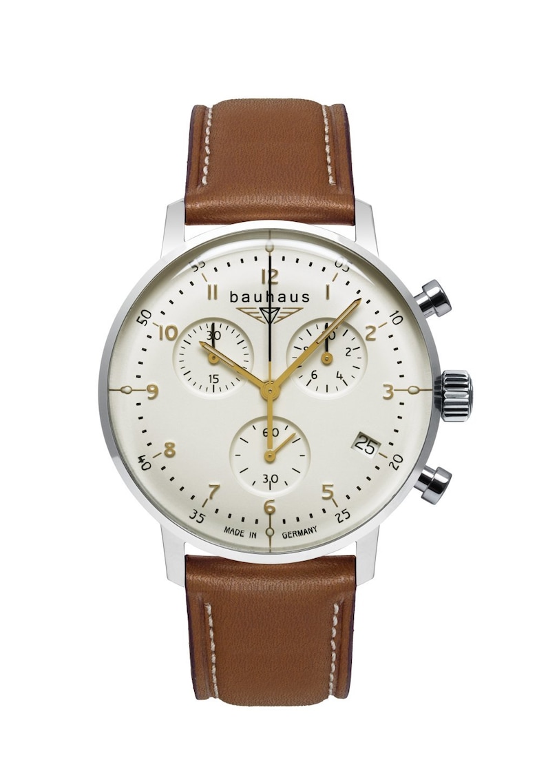 Ceas barbatesc model ETA G10.212 - 41mm - cadran alb - curea din piele - rezistent la apa 5 ATM