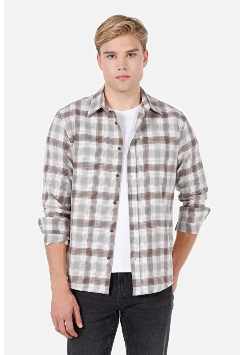 Camasa barbateasca regular fit - bumbac - maron - Maro