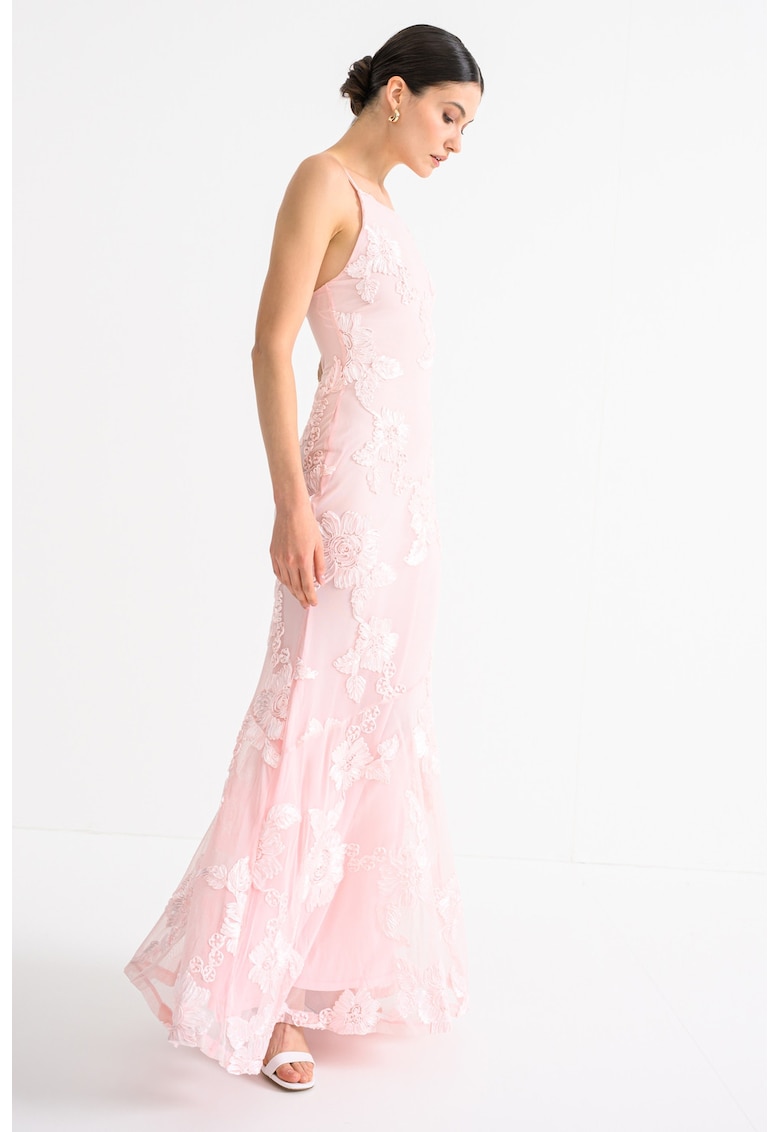 Rochie lunga cu broderie florala