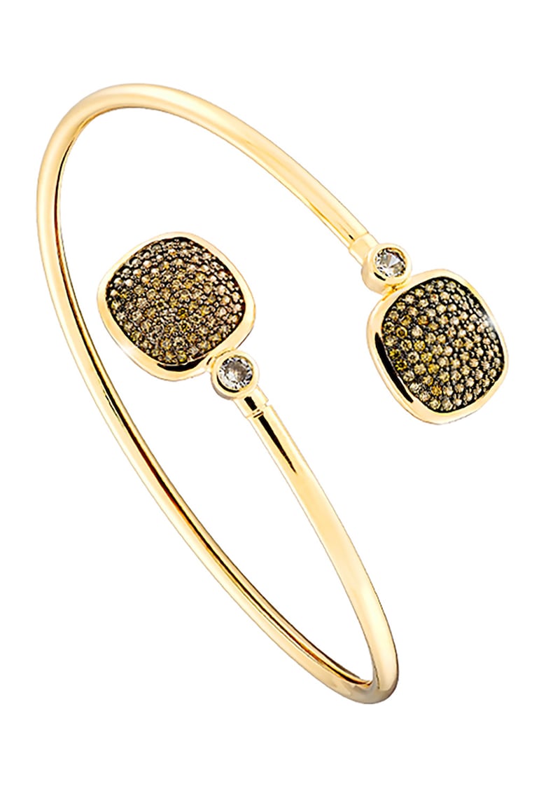 Bratara rotunda placata cu aur de 18K si decorata cu pietre zirconia