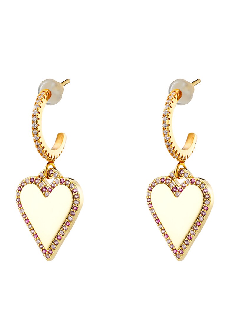 Cercei placati cu aur de 18K si decorati cu elemente in forma de inima