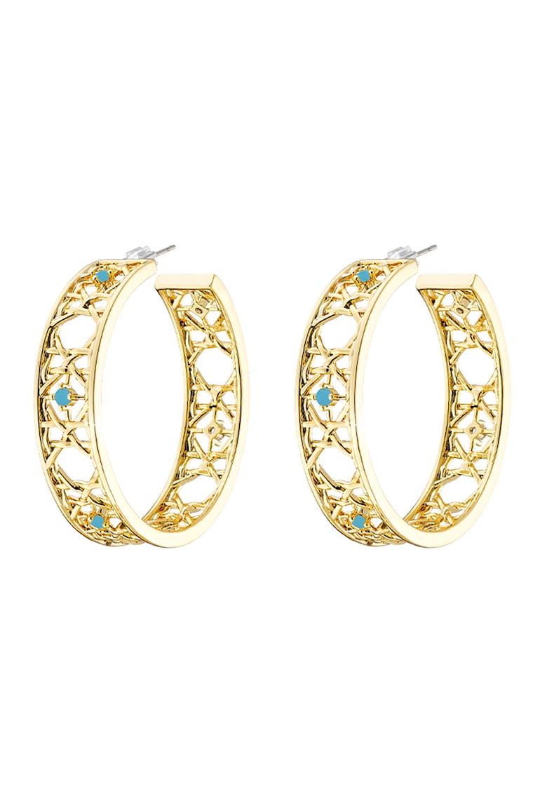 Cercei rotunzi din aur de 18K decorat cu zirconia