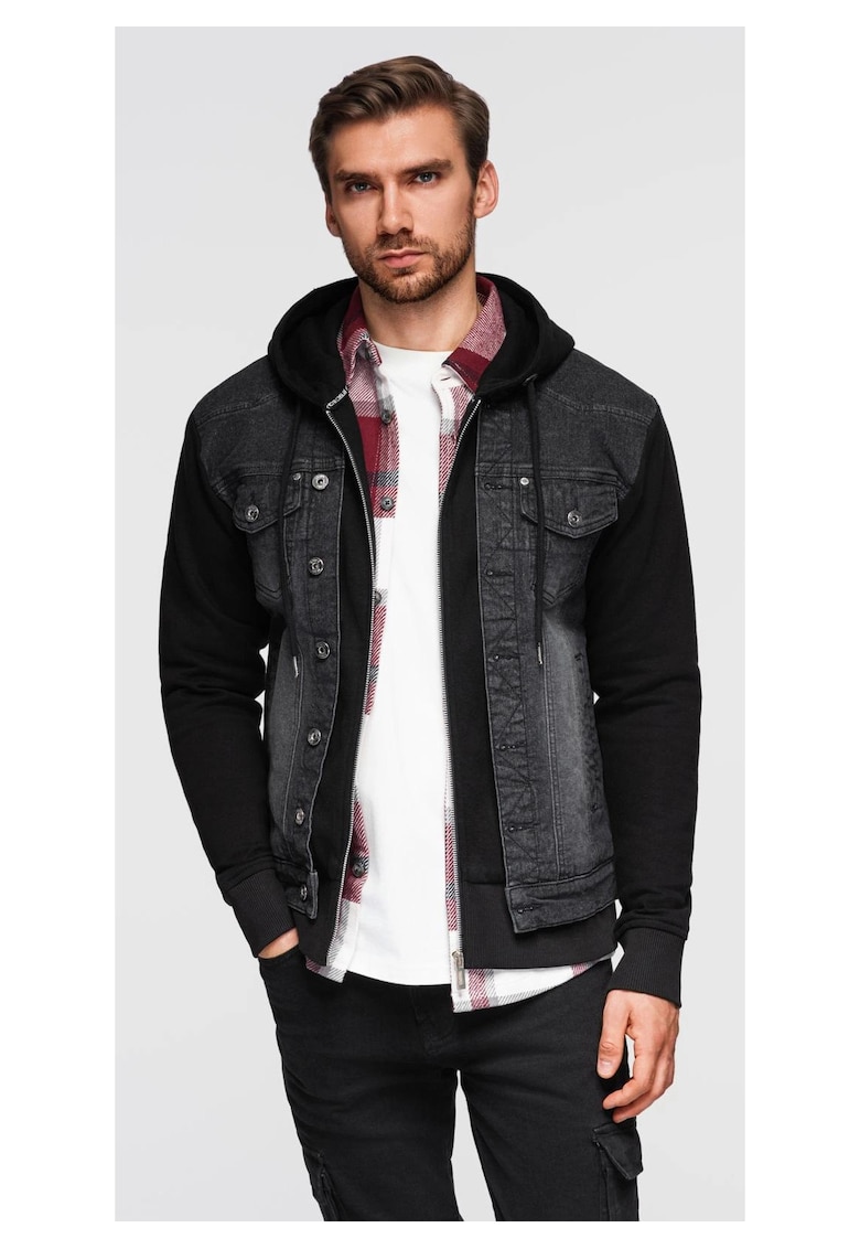 Jacheta din denim cu gluga