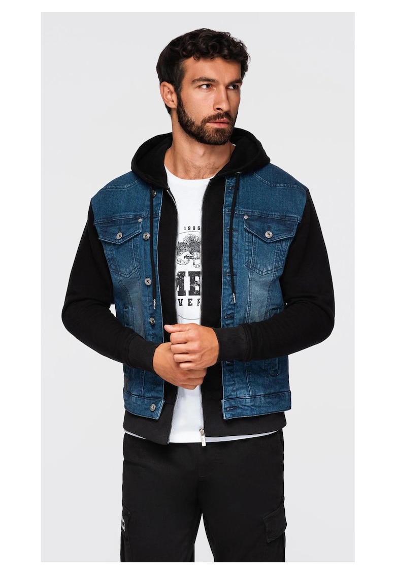 Jacheta din denim cu gluga