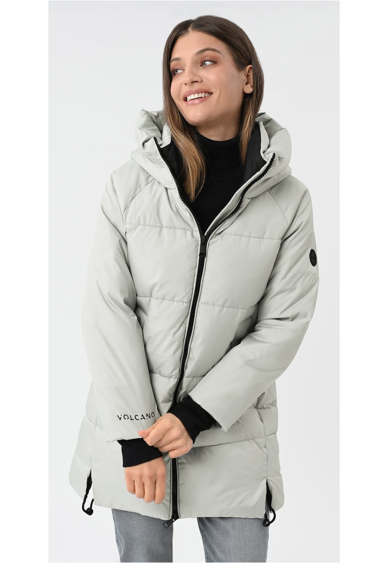 Geaca de iarna matlasata cu gluga - femei - dreapta - J-Frozen - gri deschis