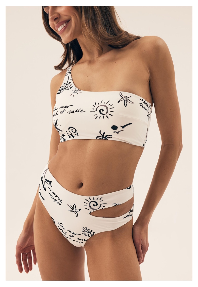 Chiloti bikini cu talie inalta Alb crem Firenze
