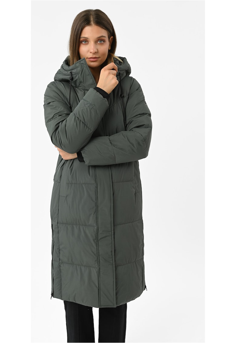 Geaca de iarna matlasata lunga - cu gluga - dreapta - dama - J-Diuna - kaki