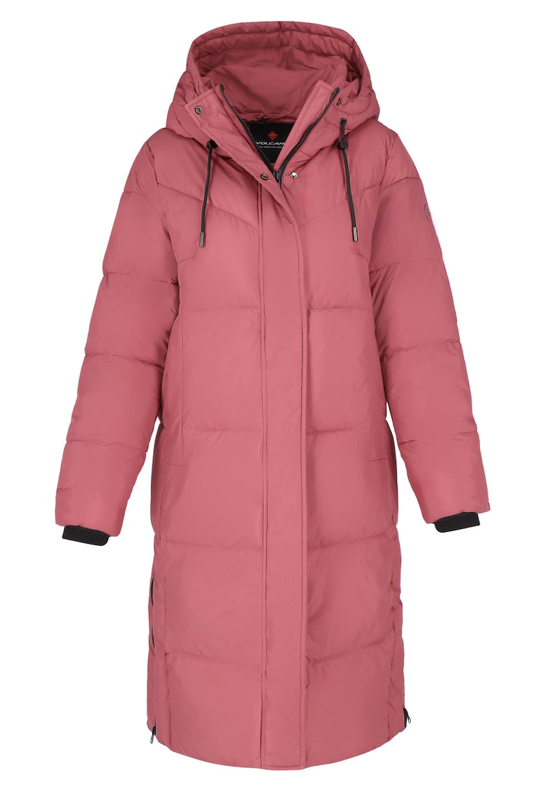Geaca de iarna matlasata lunga - cu gluga - dreapta - dama - J-Diuna - roz