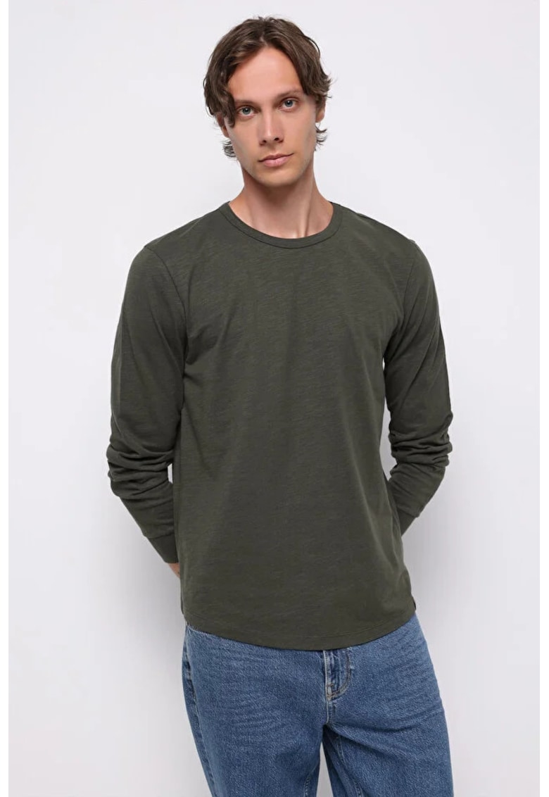 Tricou Cu Maneca Lunga De Barbati Kaki Regular Fit Cl1076432 8684890024555 - Kaki