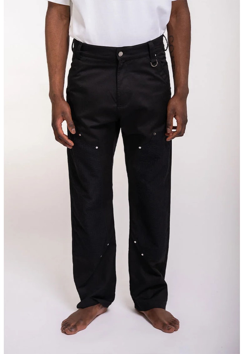 Pantaloni drepti fit cu buzunare frontale - Negru