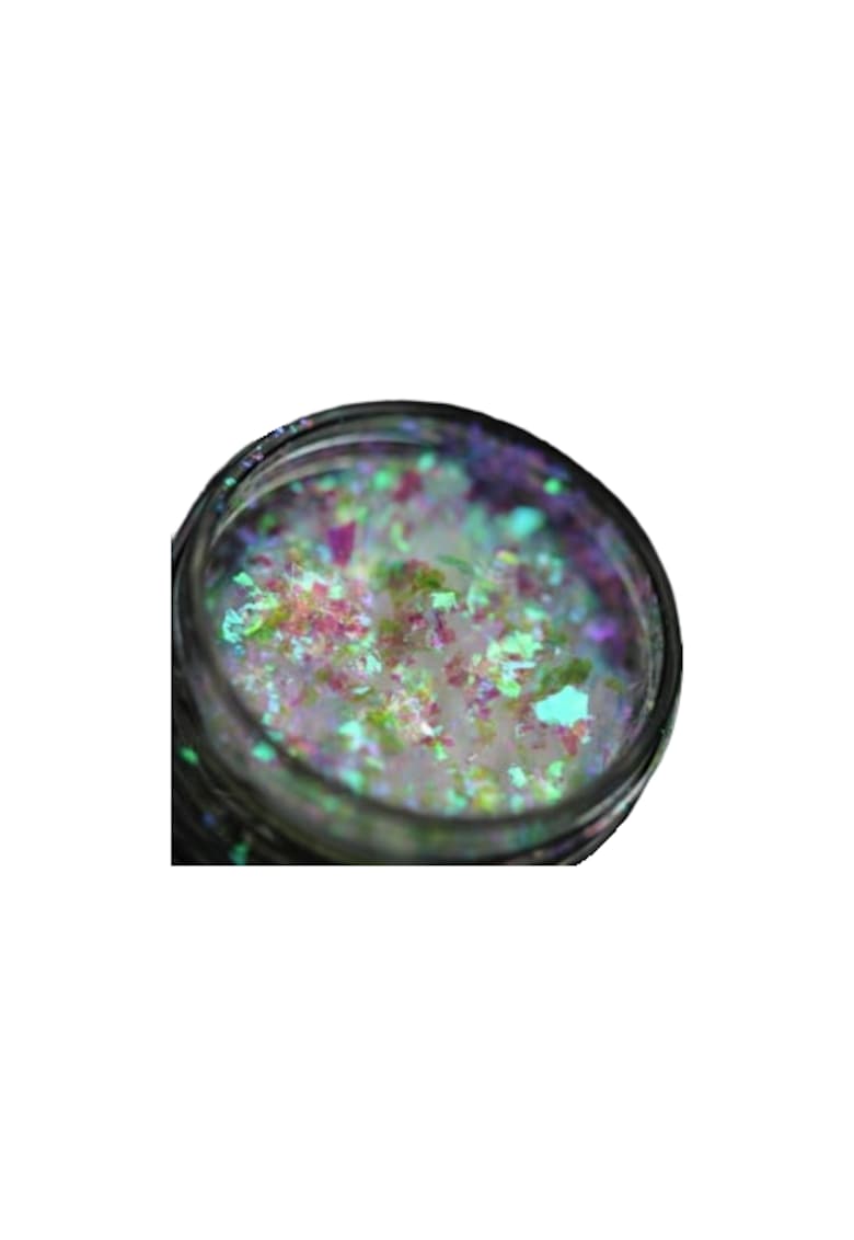 Pigment fulgi PK118 translucid cu irizatii verzi-violet deschis-champagne-rose pentru machiaj - 1g