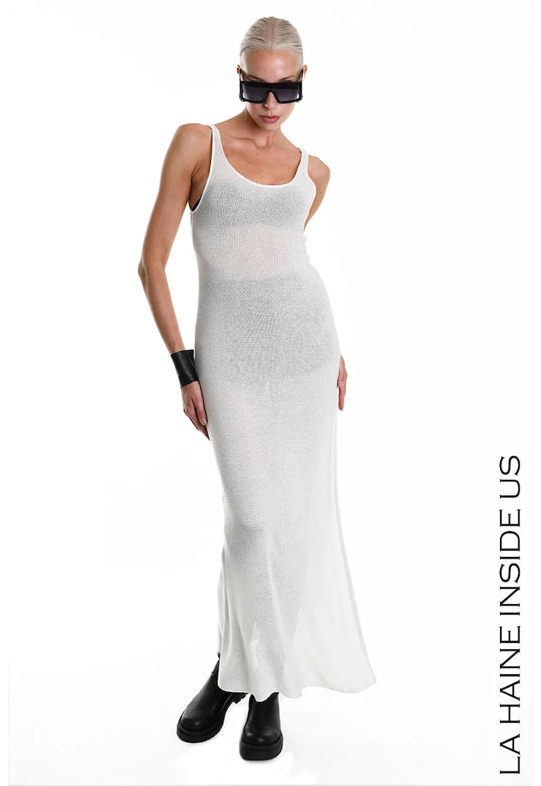 Rochie lungă - transparentă - Crem