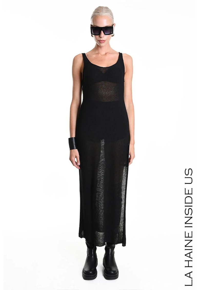 Rochie lungă - transparentă - Negru