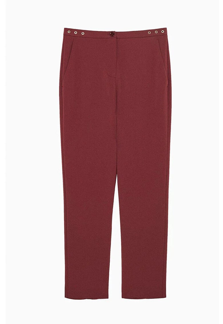 Pantaloni creion cu buzunare laterale - Rosu inchis