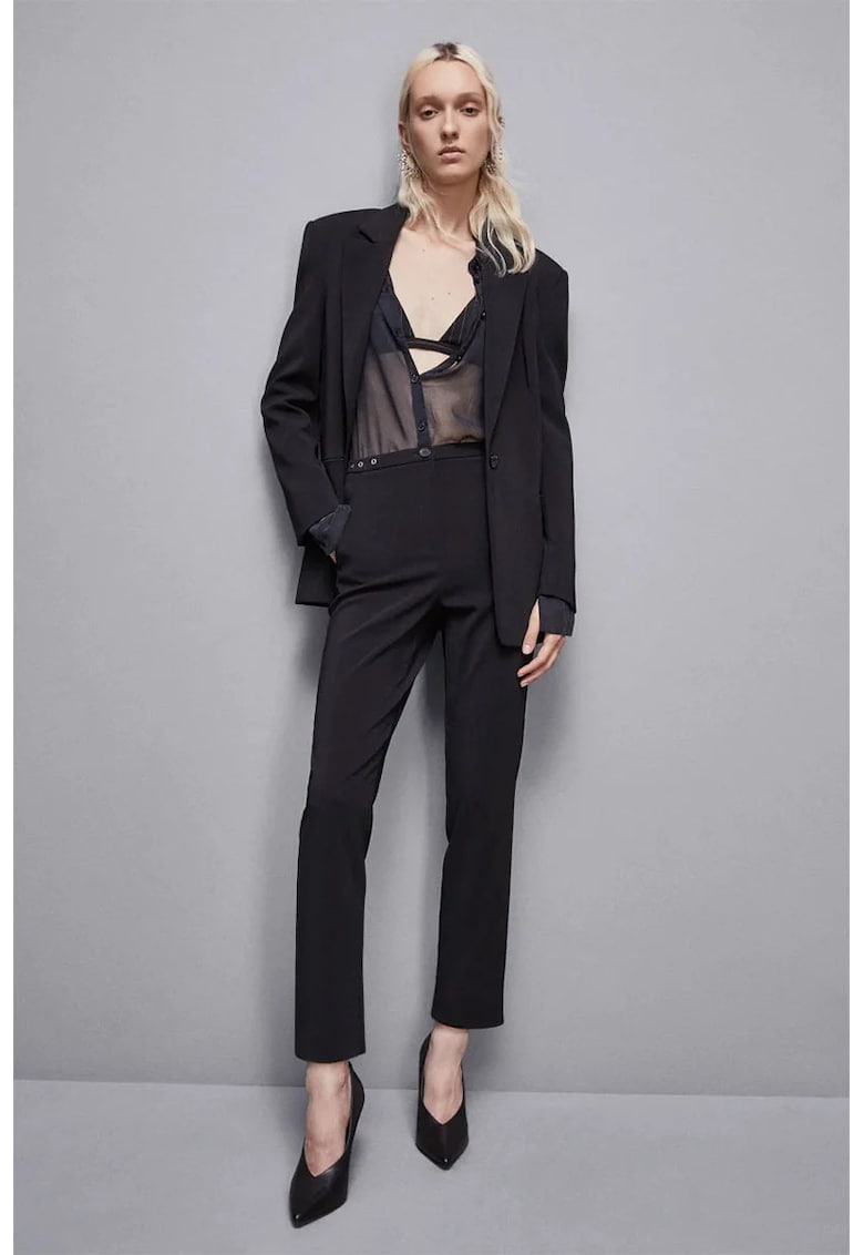 Pantaloni creion cu buzunare laterale - Negru
