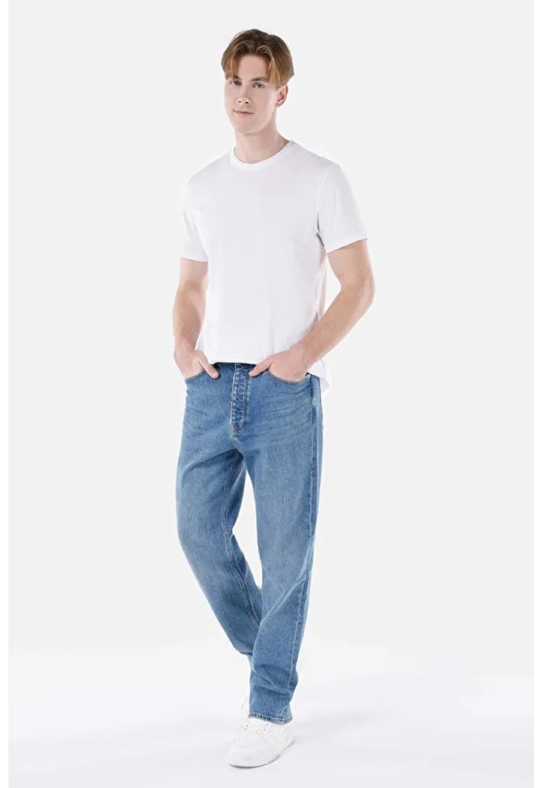 Pantaloni barbati Baggy Fit - bumbac - albastru - W30-L34 - BLUE