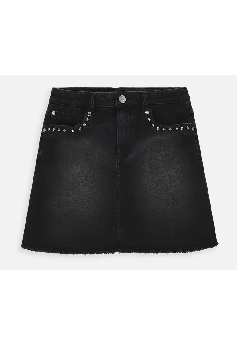 Fusta din denim cu terminatie franjurata