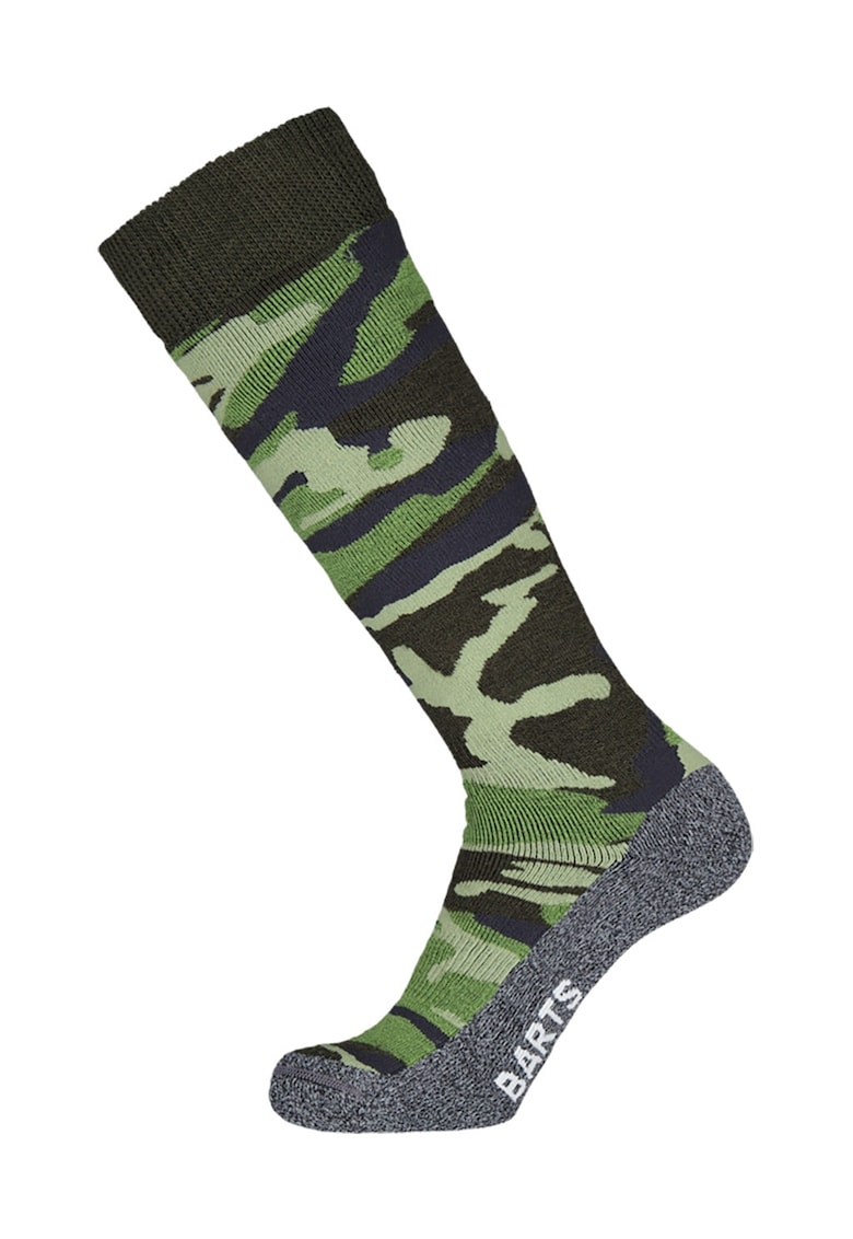 Sosete lungi din amestec de lana - Gri melange/Kaki inchis/Verde lime