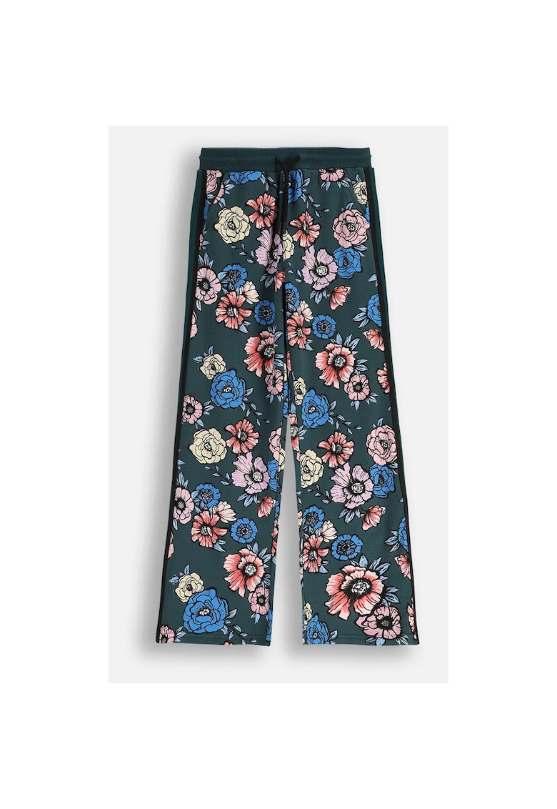 Pantaloni cu imprimeu floral si buzunare oblice -