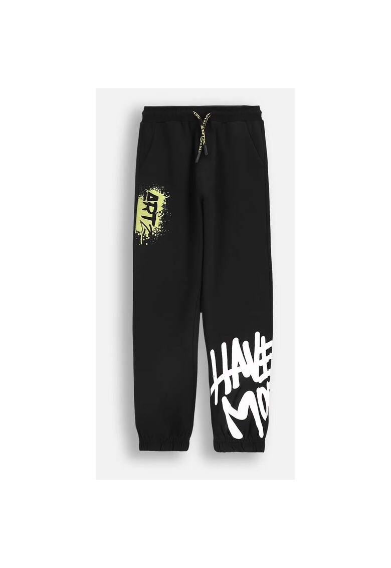 Pantaloni cu imprimeu cu snur in talie