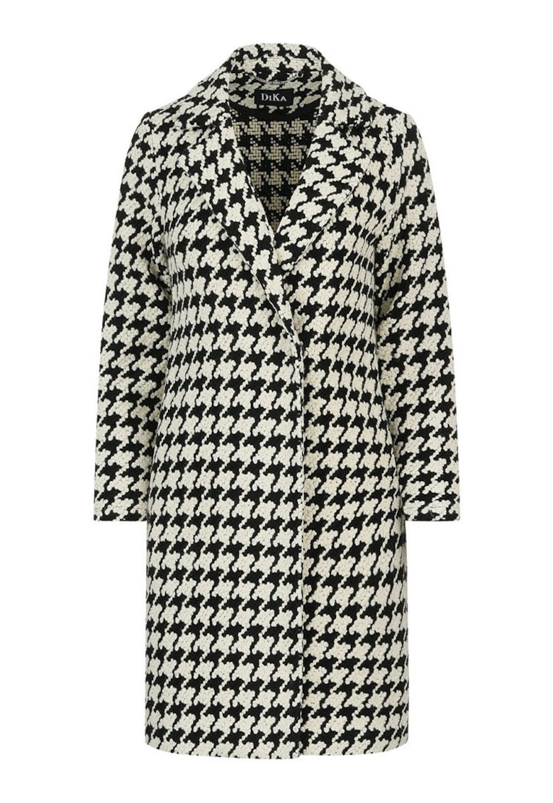 Palton din amestec de lana cu imprimeu