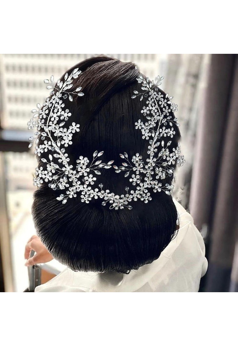 Set 2 accesorii de par - argintii - cu pietre - Thrine C11 -