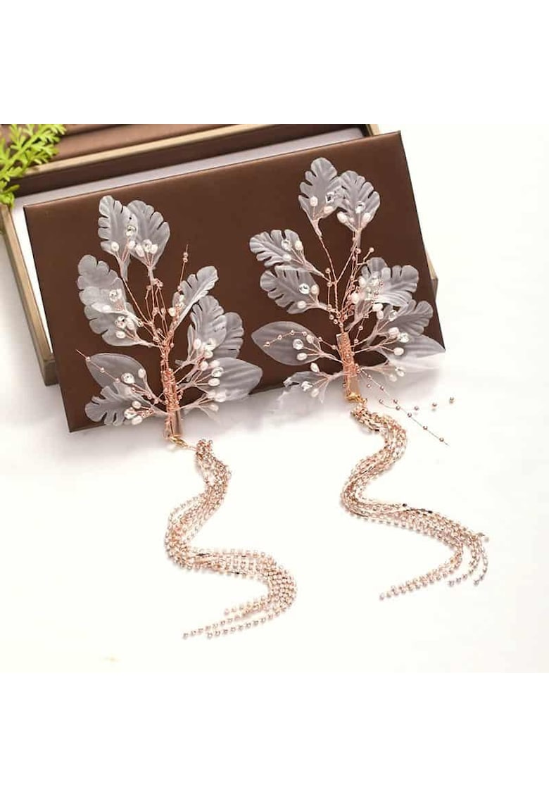 Set 2 accesorii par - rose gold - cu pietre - Kittie C1 - Set 2 accesorii par - rose gold - cu pietre - Kittie C1 -