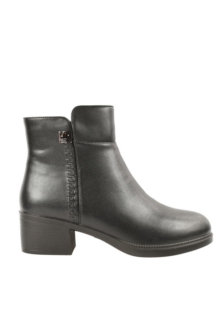 Ghete casual - dama - E0250-1 negru - piele naturala - cu toc - Negru - Piele naturala - Negru