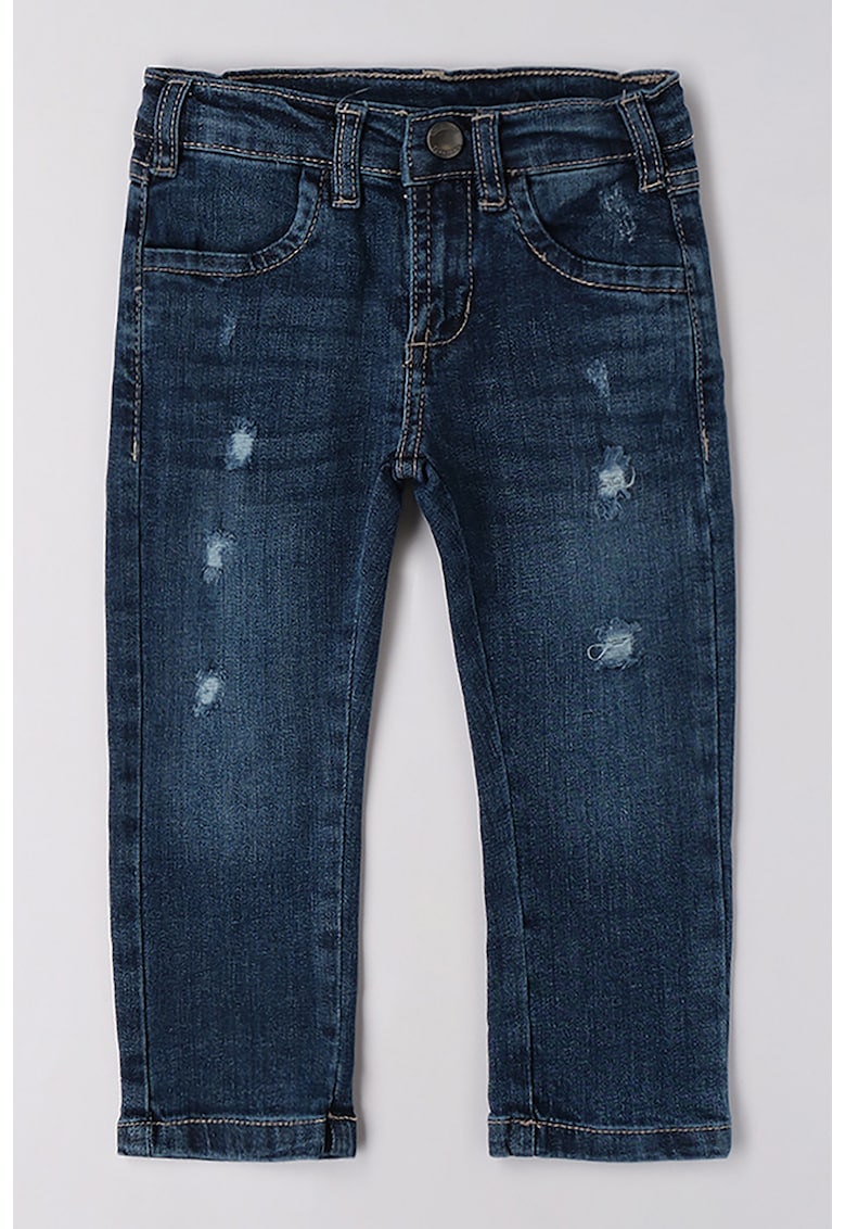 Blugi slim fit cu aspect deteriorat - Bleumarin