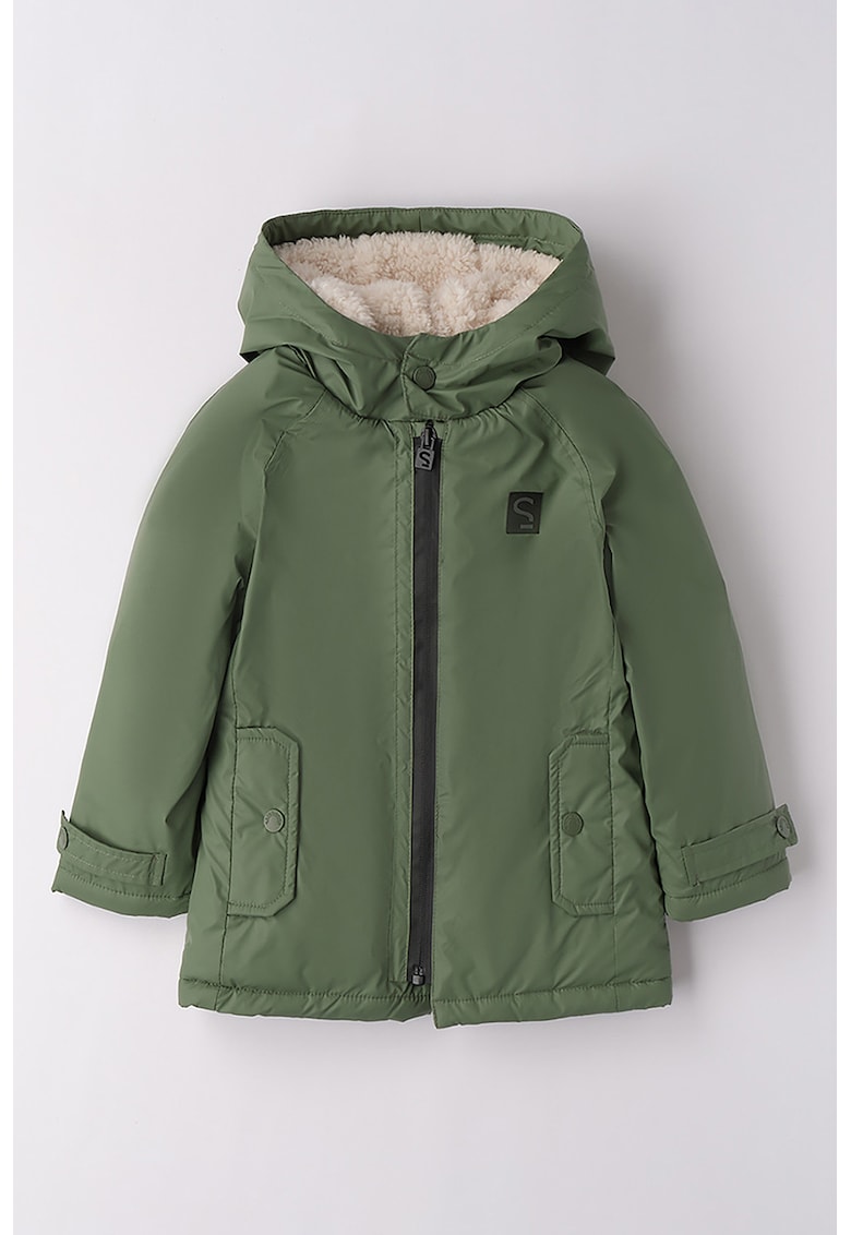 Geaca cu fermoar si gluga - Verde feriga