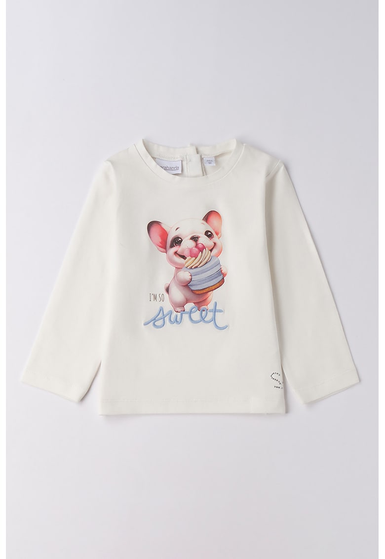 Bluza cu imprimeu grafic - Alb fildes/Albastru lavanda/Roz pastel