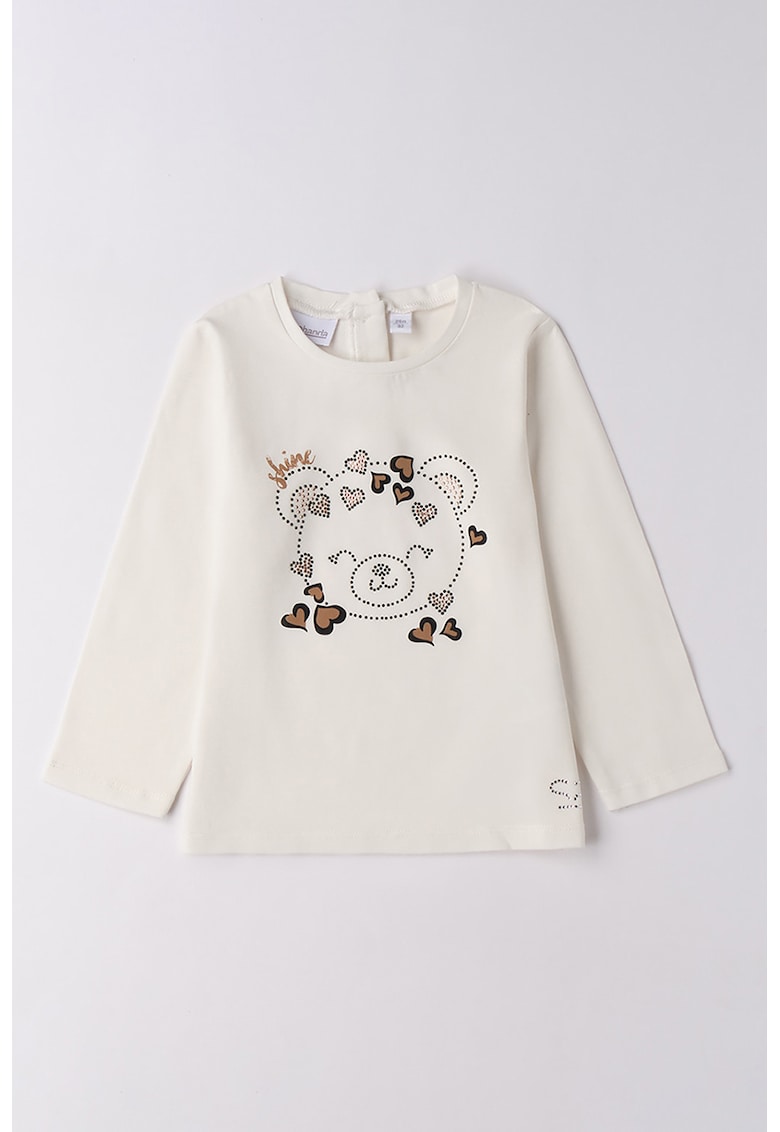 Bluza cu imprimeu grafic - Alb fildes/Negru/Maro