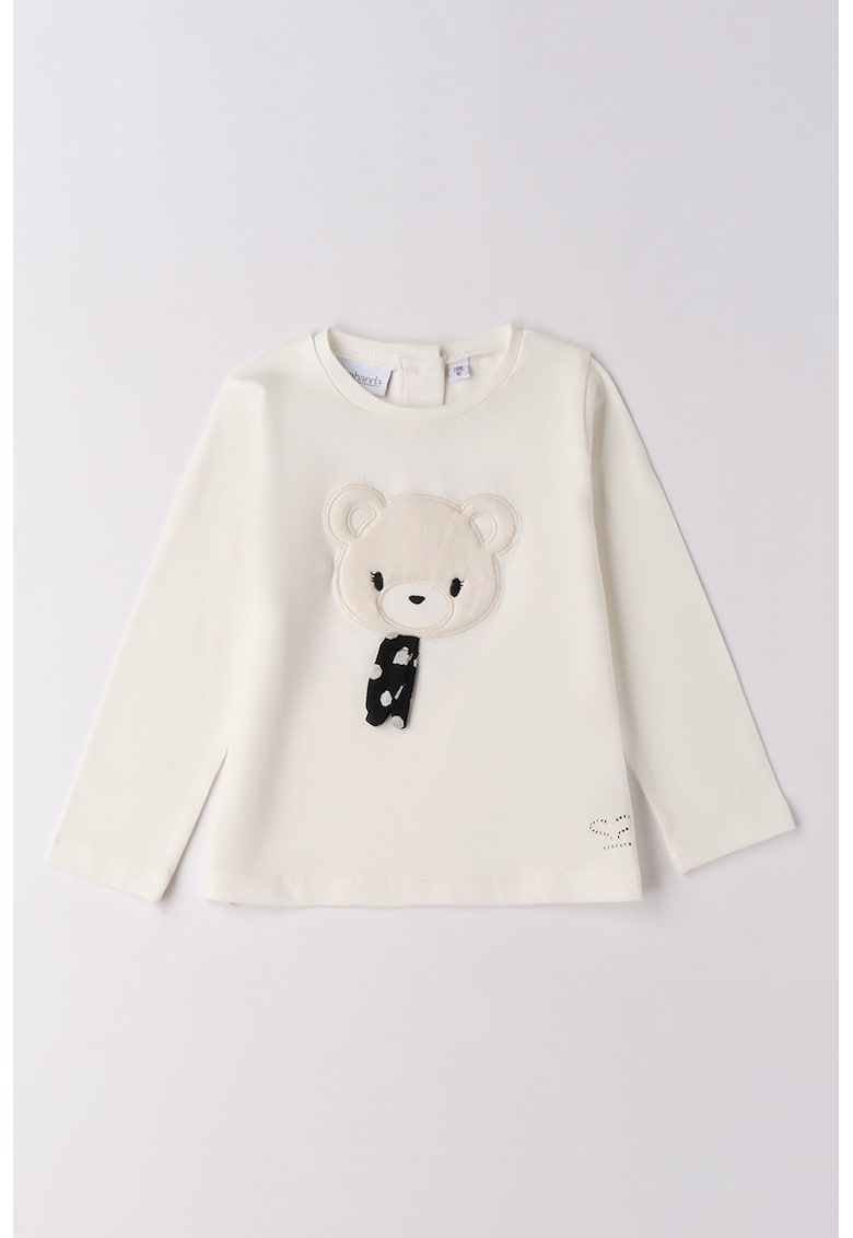 Bluza cu model urs - Alb fildes/Negru