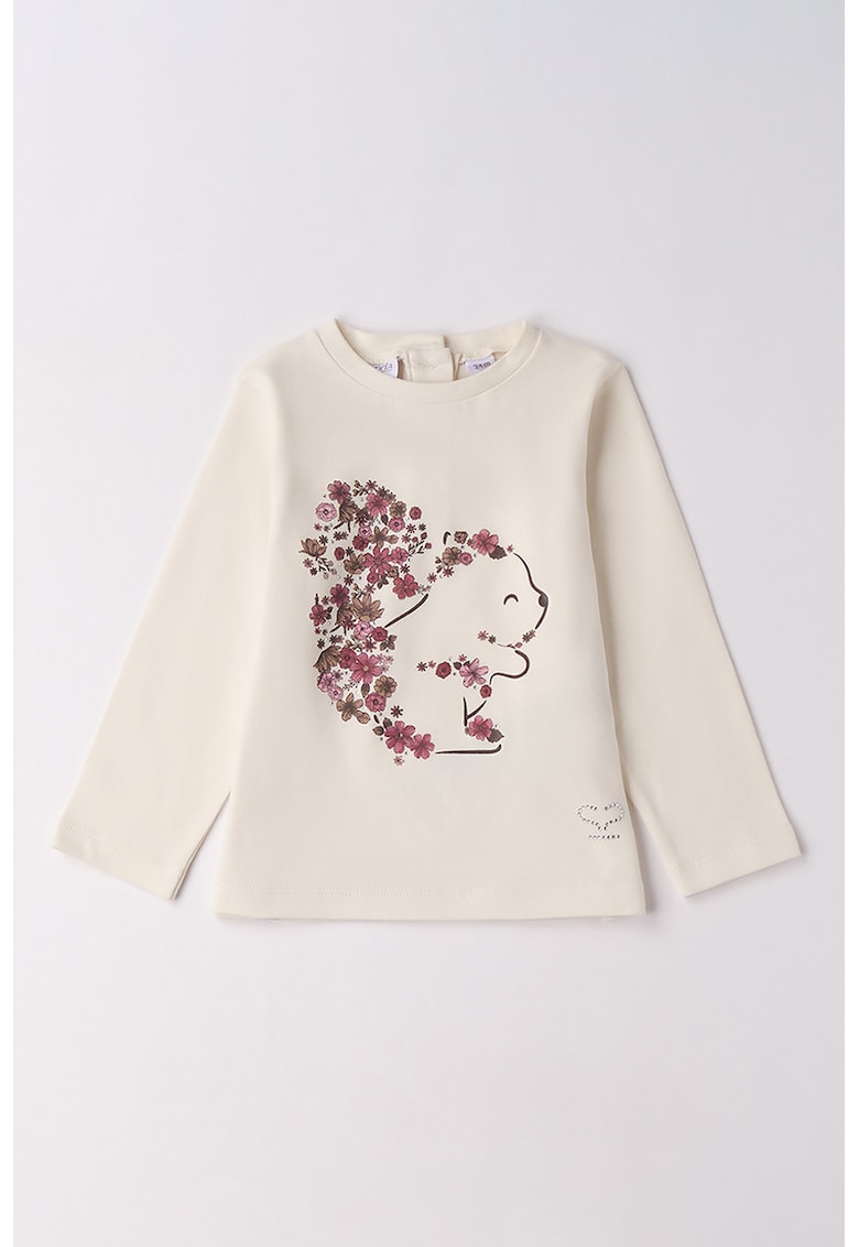 Bluza cu imprimeu grafic - Alb fildes/Maro/Violet tyrian