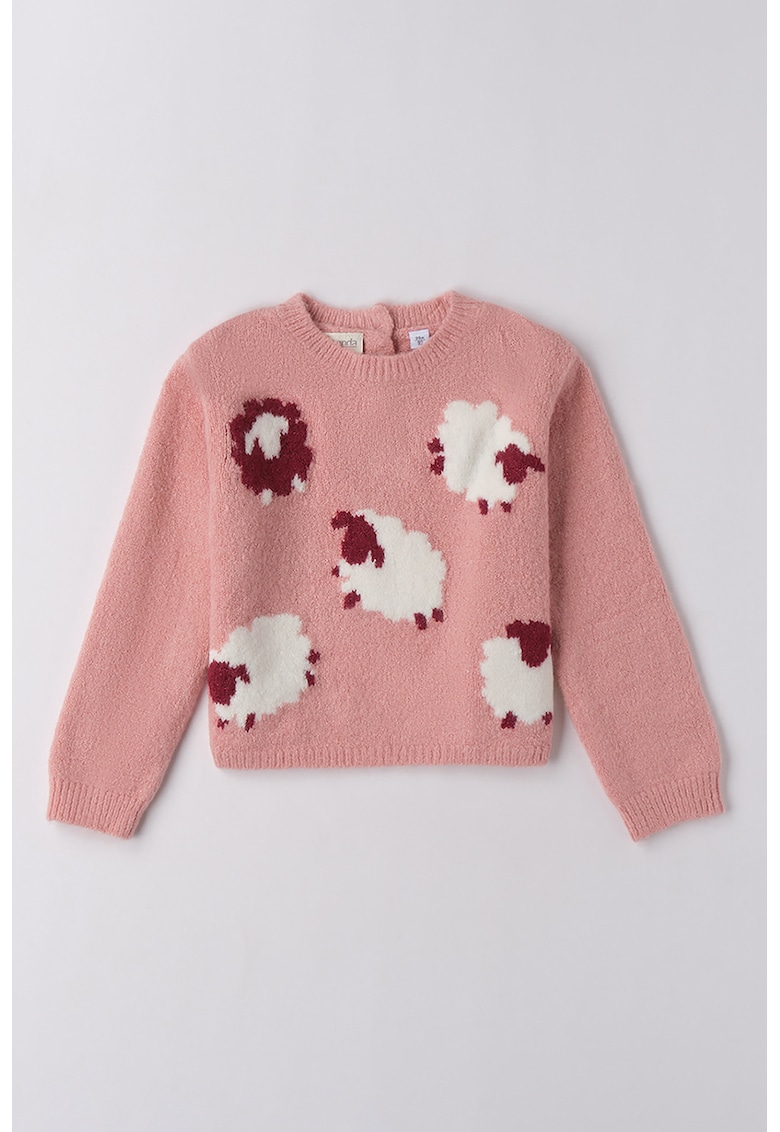 Pulover din amestec de lana cu model abstract