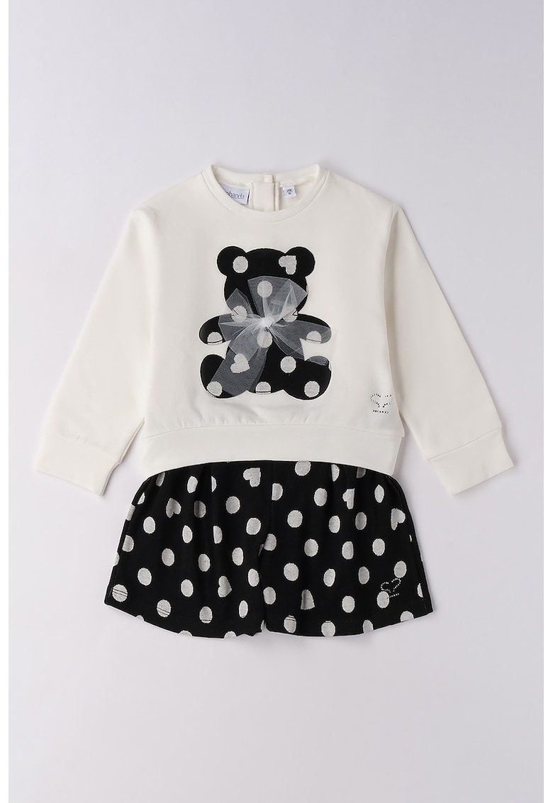 Set de bluza si pantaloni scurti cu model cu inimi si caini