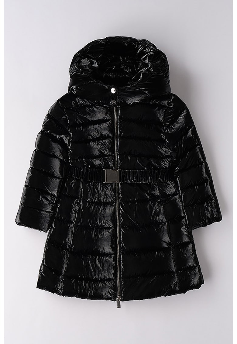 Geaca lunga cu vatelina si o curea in talie