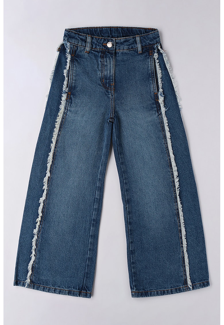 Blugi cu croiala ampla si aspect decolorat - Alb/Albastru inchis