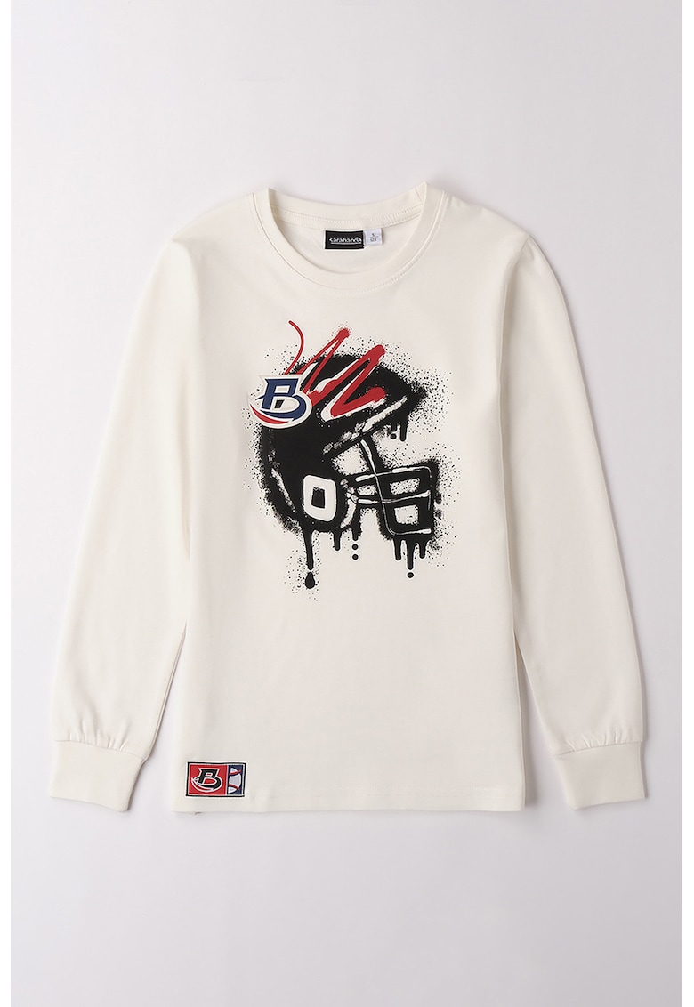 Bluza cu decolteu la baza gatului si imprimeu grafic