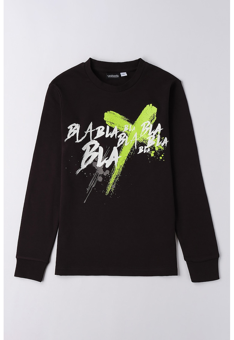 Bluza cu imprimeu grafic - Alb/Negru/Verde lime