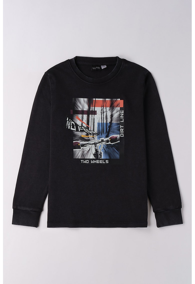 Bluza cu imprimeu grafic - Negru/Alb murdar/Albastru