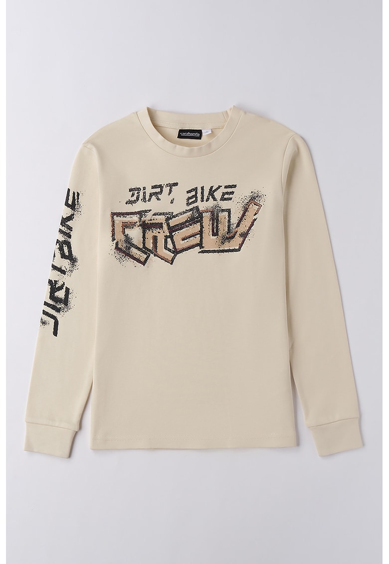 Bluza regular fit cu decolteu la baza gatului - Negru/Bej