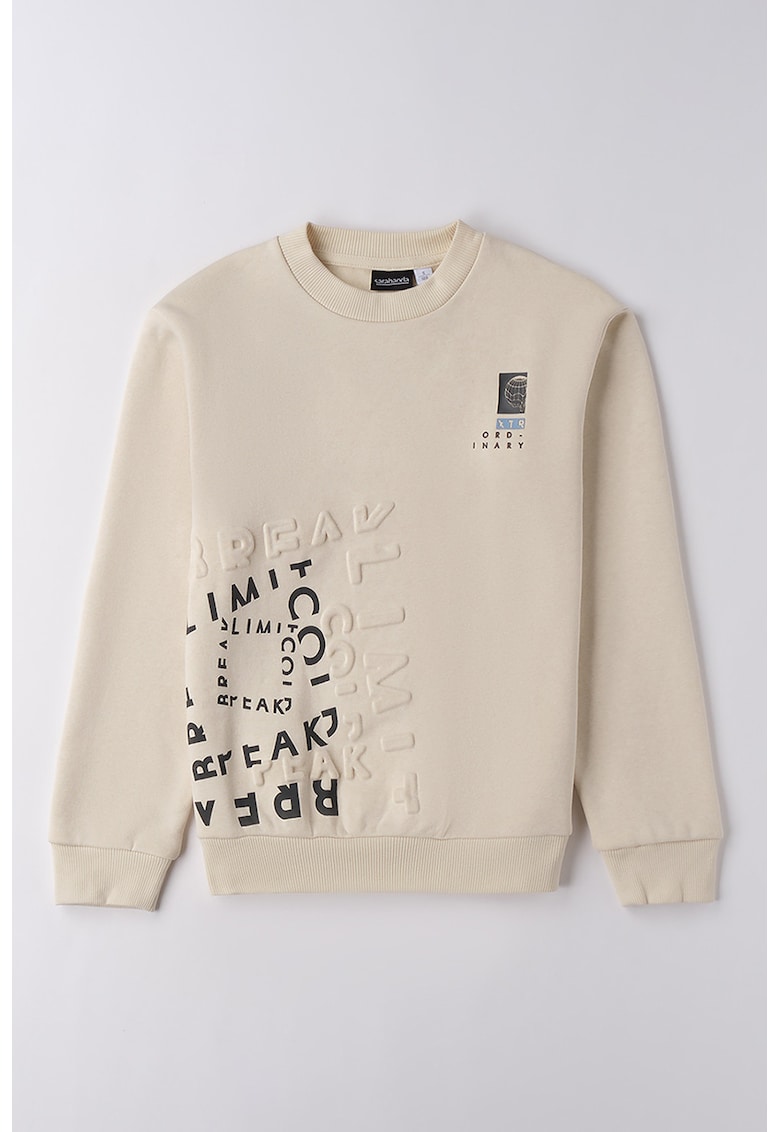 Bluza de trening cu decolteu la baza gatului si model text Bluza de trening cu decolteu la baza gatului si model text