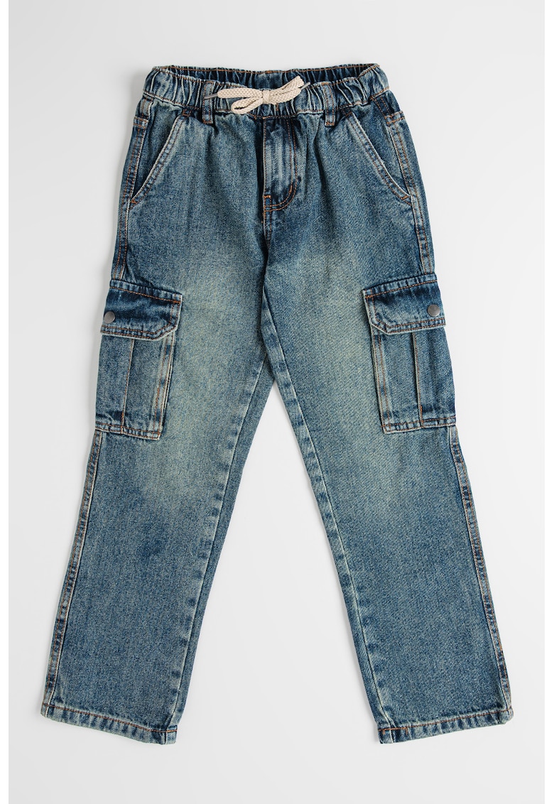 Blugi cu snur si aspect decolorat