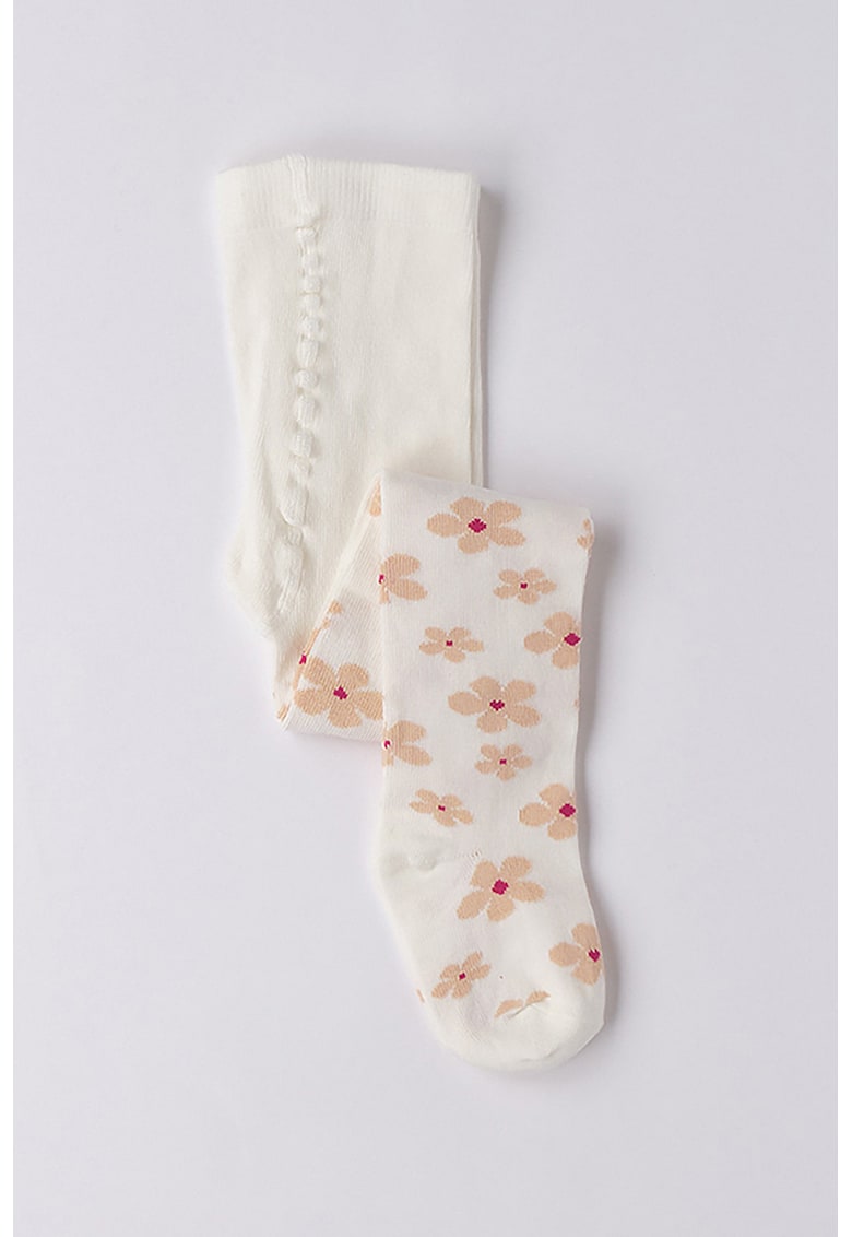 Sosete lungi cu model floral - Rosu/Alb fildes/Roz somon