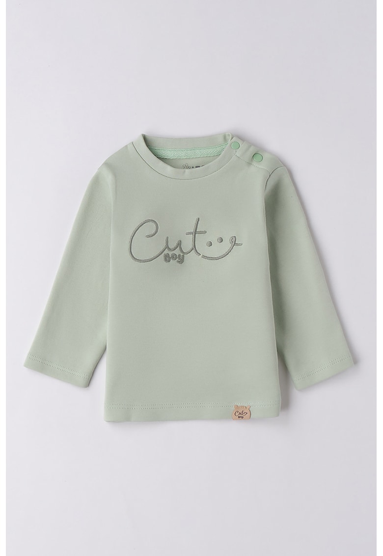 Bluza de bumbac cu text brodat