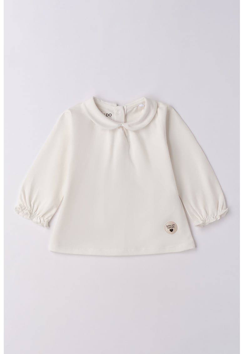 Bluza lejera cu mansete elastice si capse - Alb fildes