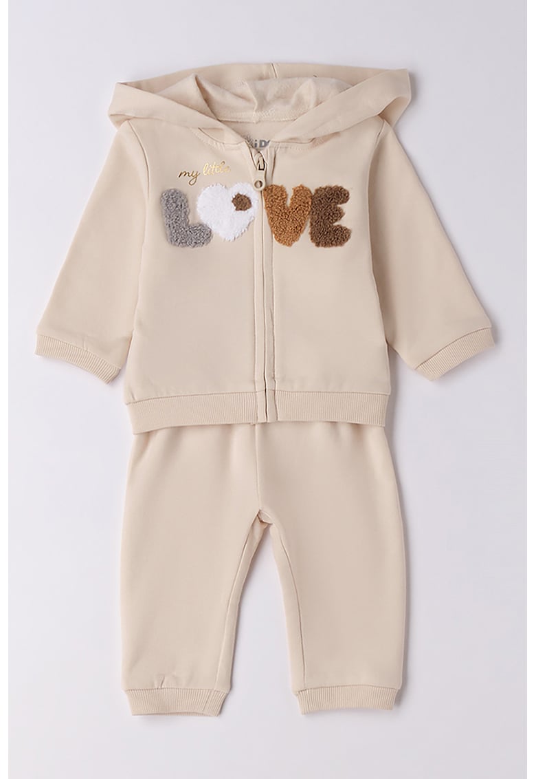 Trening din amestec de bumbac cu text - Maro/Gri/Piersica