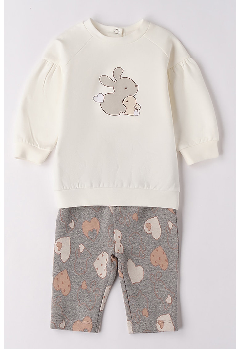 Set de bluza si pantaloni cu model inimi - 2 piese