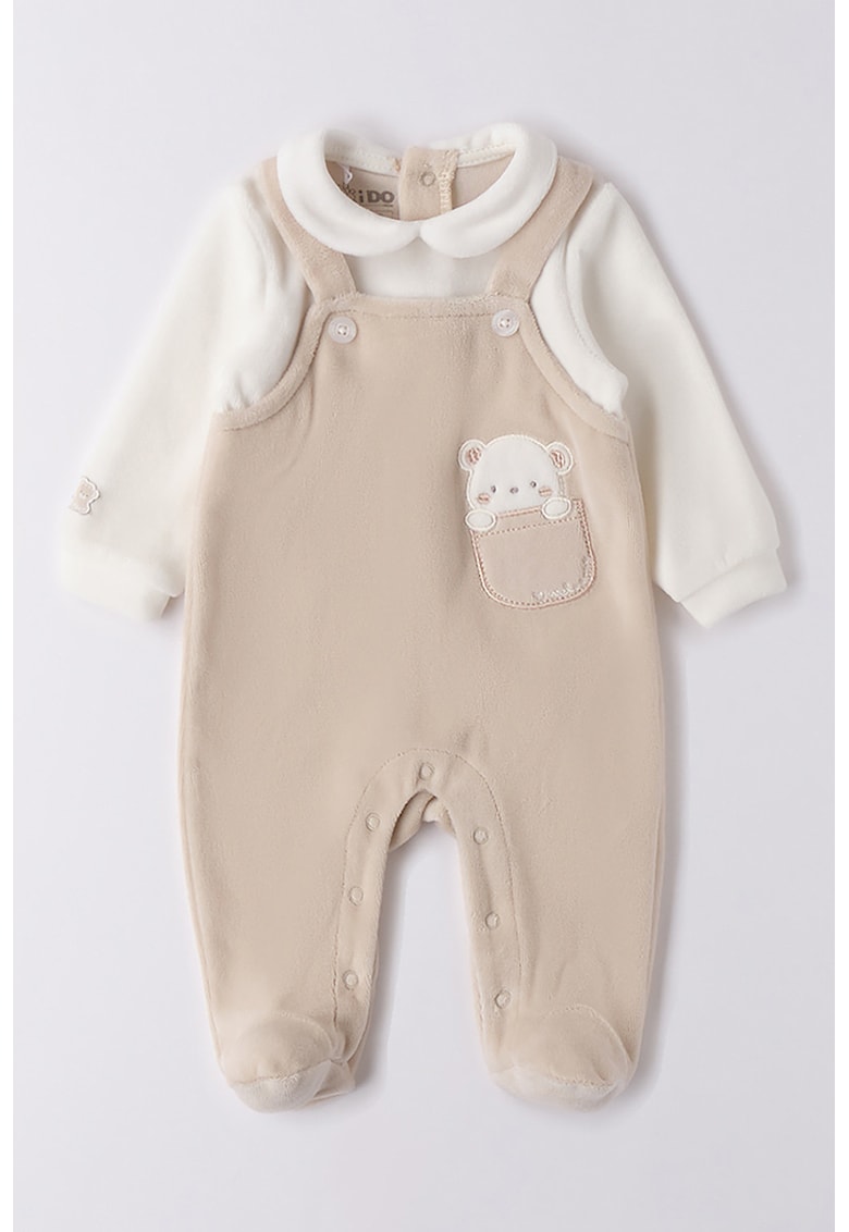 Salopeta 2 in 1 cu botosei si guler Peter Pan